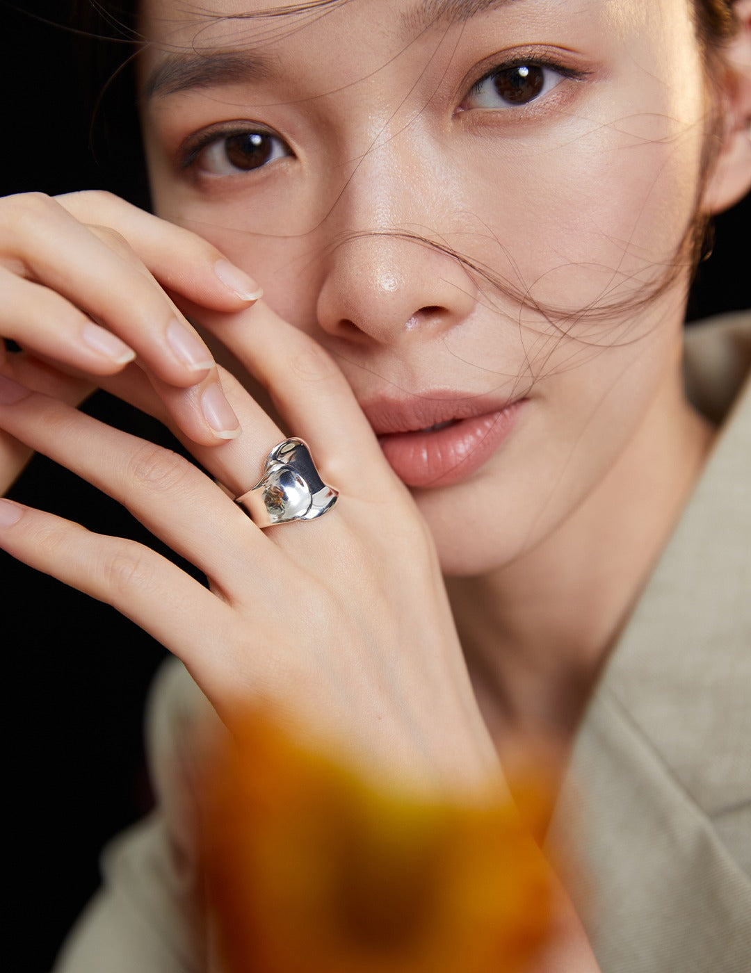 Concave ring - Adjustable Minimalist Statement Ring, Handmade unique jewellery gift