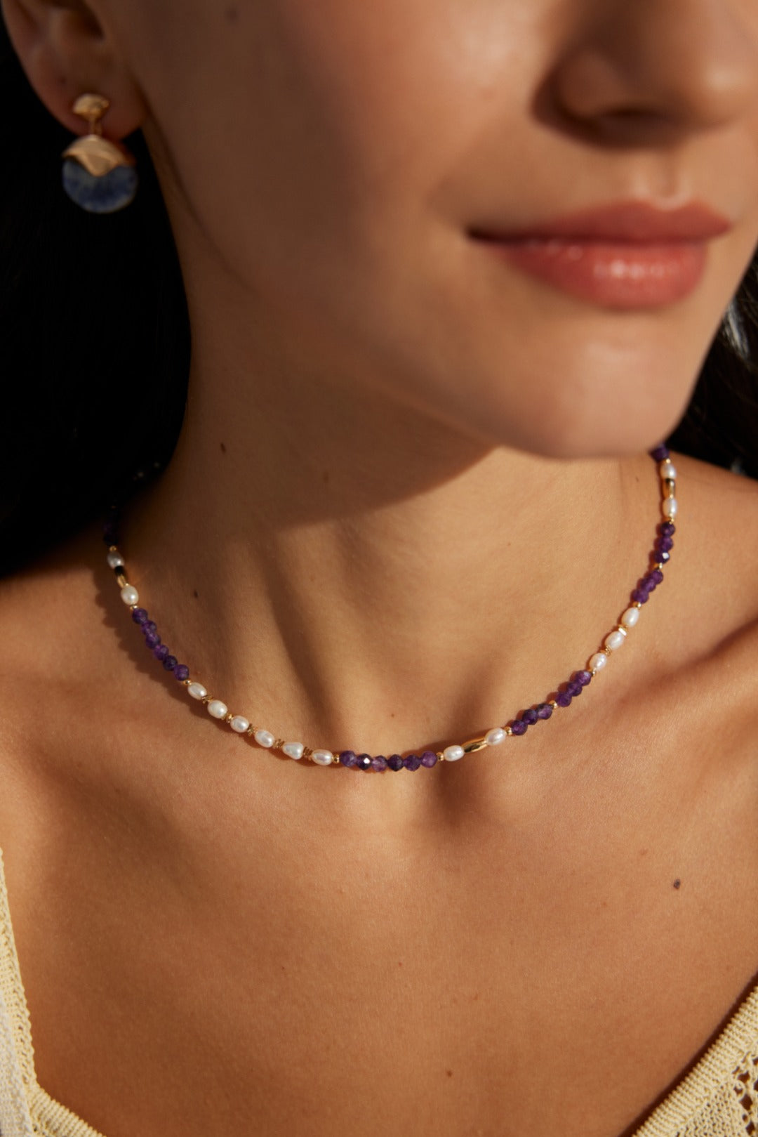 Natural Pearl Amethyst Necklace