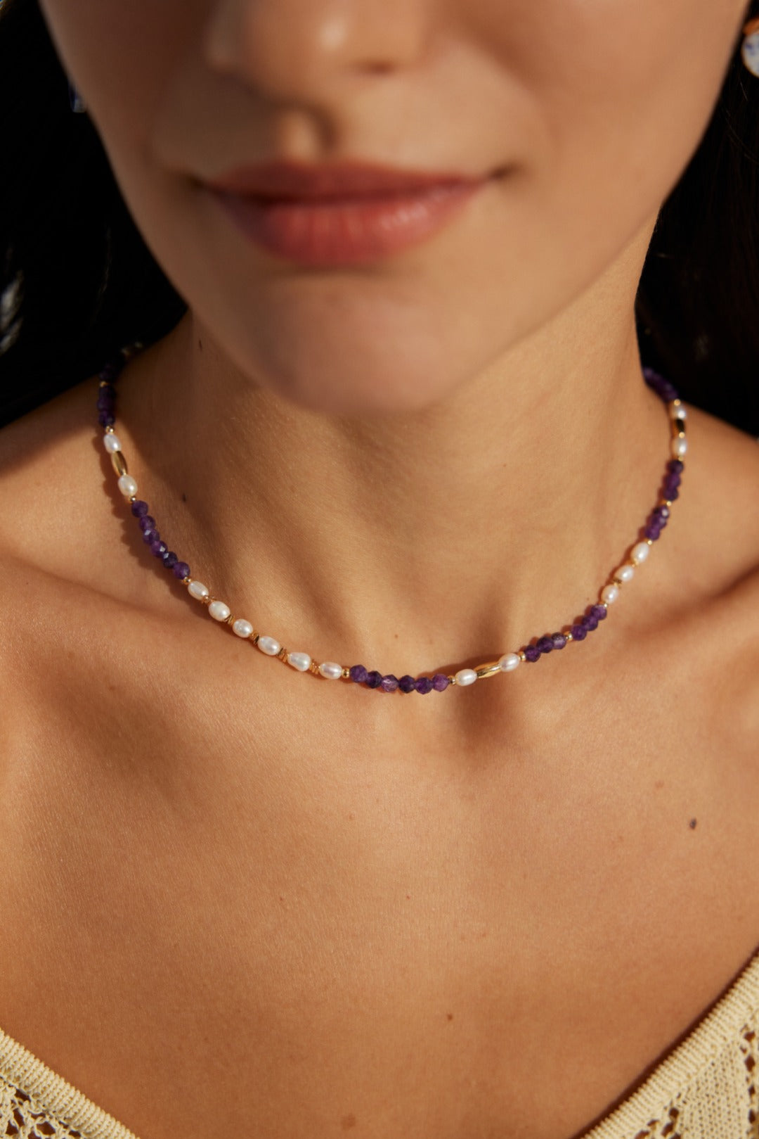 Natural Pearl Amethyst Necklace
