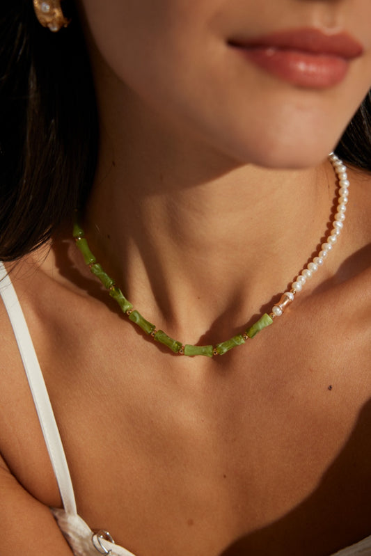 Collier Bambou et Perles de Lune