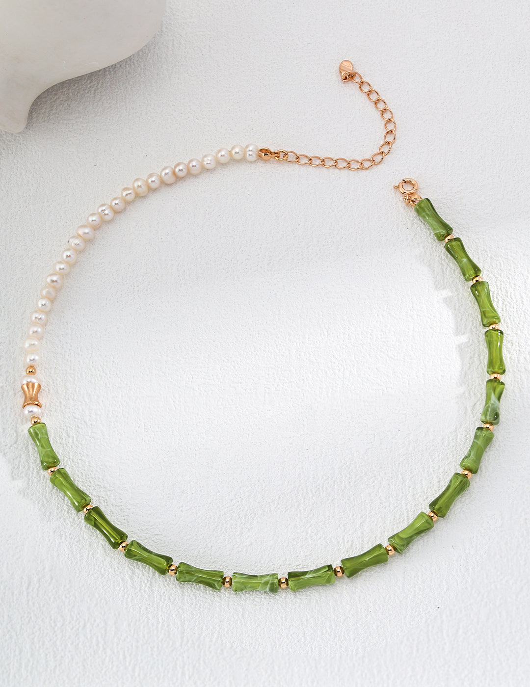 Collier Bambou et Perles de Lune