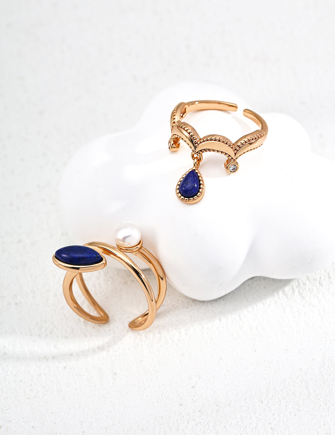 S925 silver vintage natural lapis lazuli zircon ring