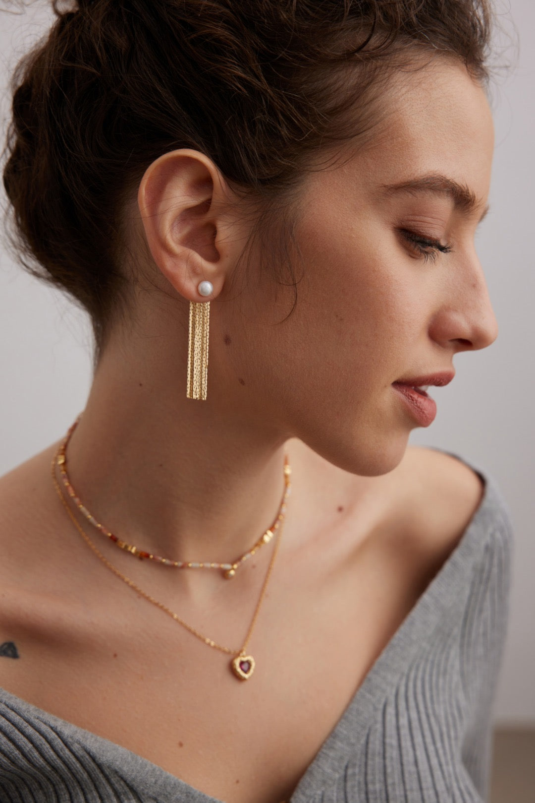 Pearl Tassel Earrings – Handmade Gold Dangle Earrings, Elegant Baroque Pearl Jewellery