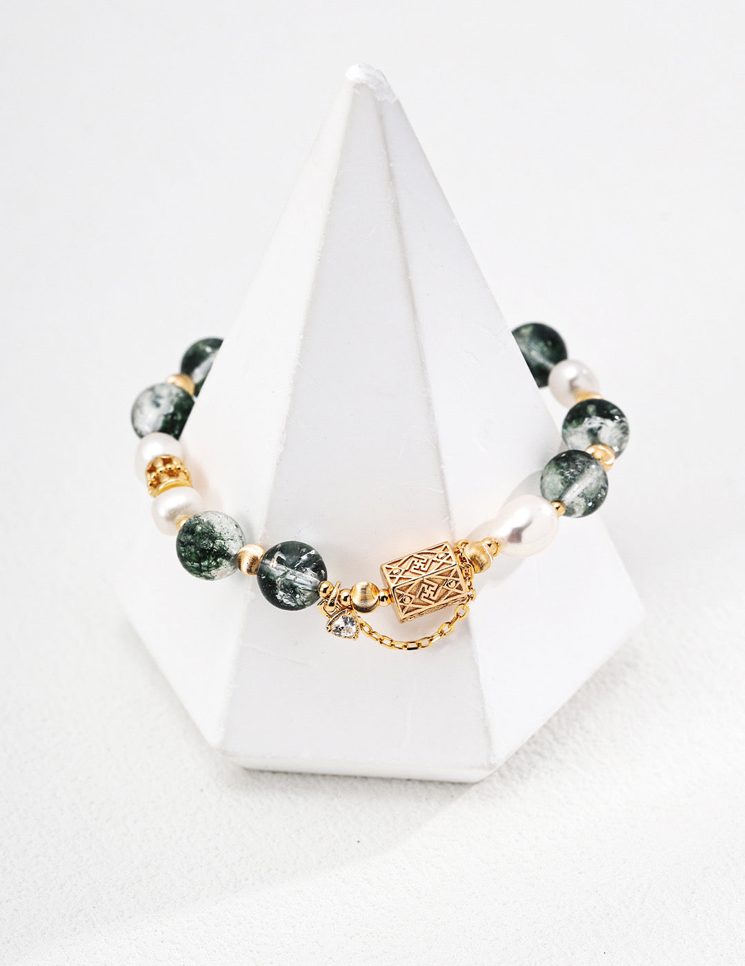 Moss Agate & Pearl Harmony Bracelet