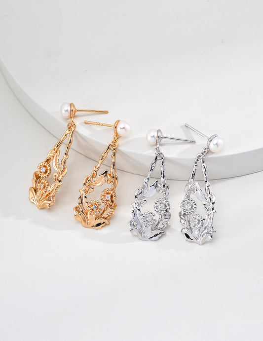 Zircon flower earrings