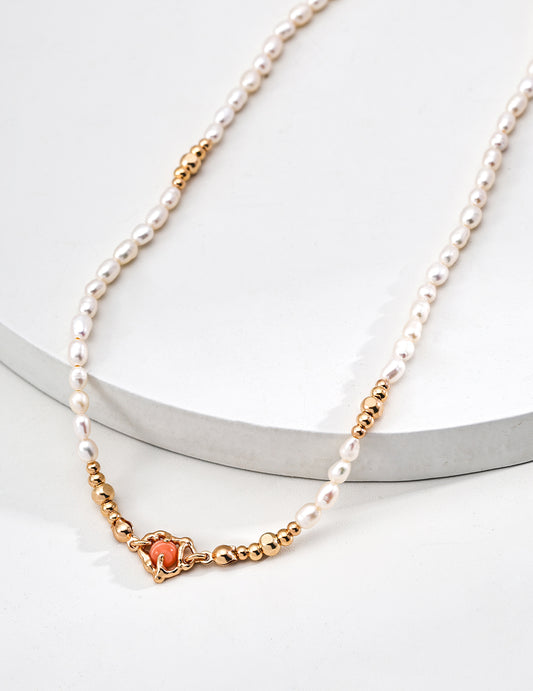 Rhodonite Pearl Necklace