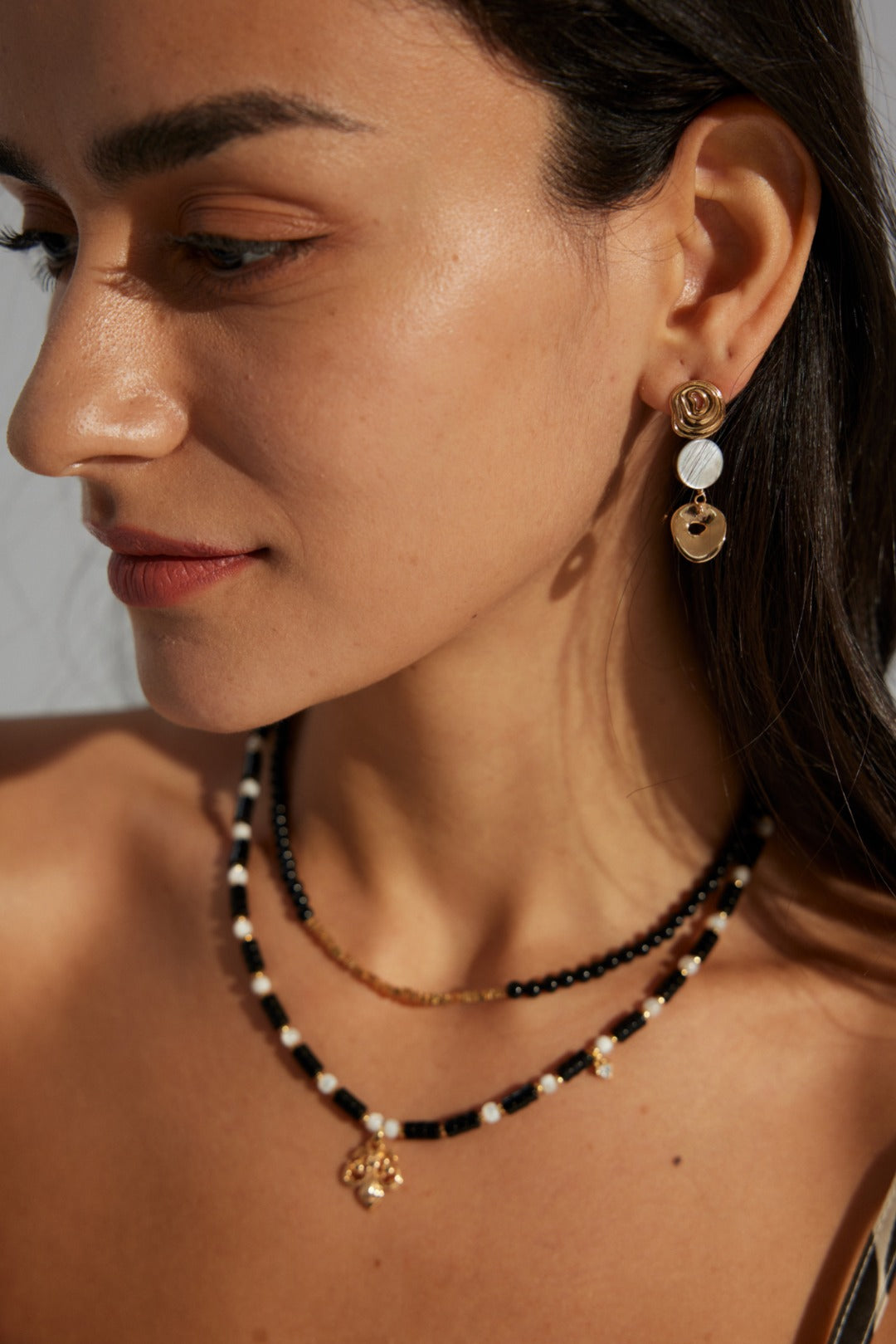 Sterling silver black shell earrings