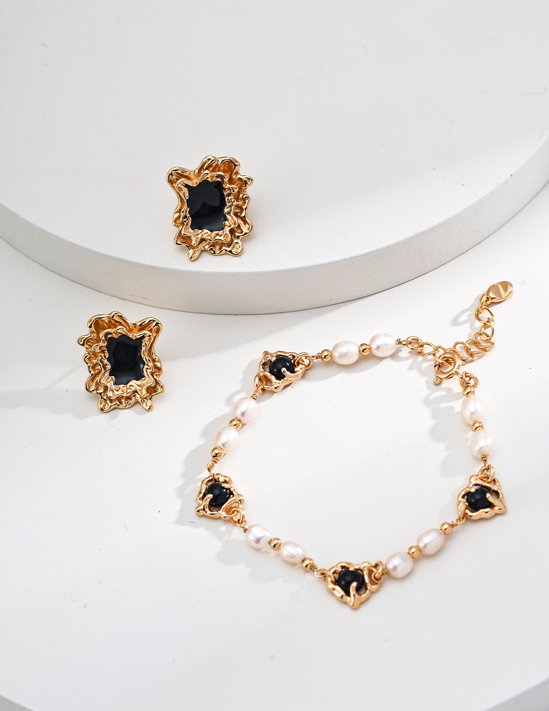 Natural Pearl Black Agate bracelet