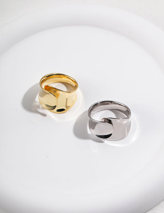 Concave ring - Adjustable Minimalist Statement Ring, Handmade unique jewellery gift